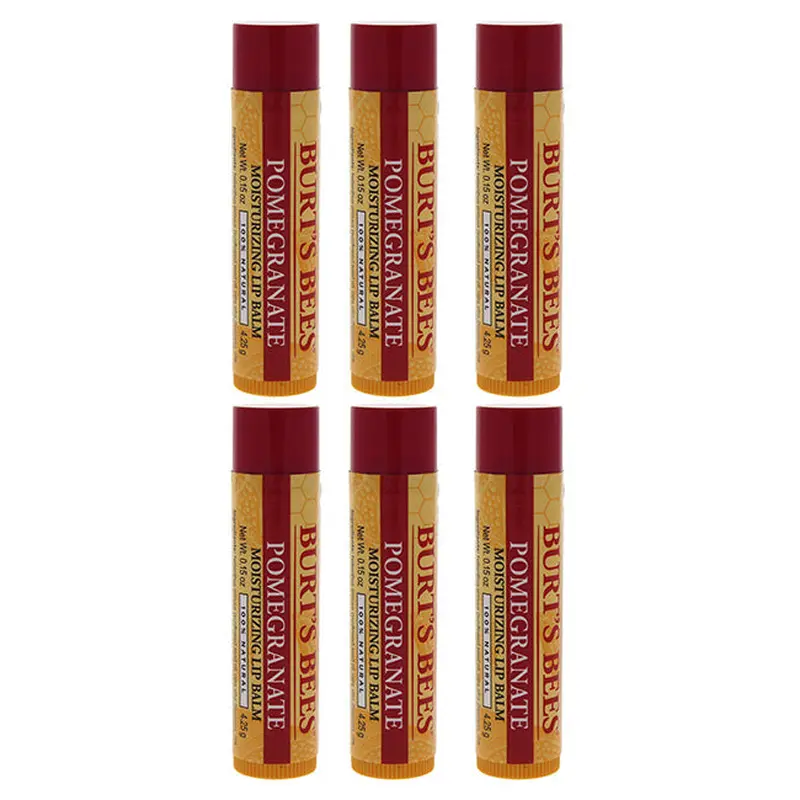 Burts Bees Pomegranate Moisturizing Lip Balm by Burts Bees for Unisex - 0.15 oz Lip Balm - Pack of 6