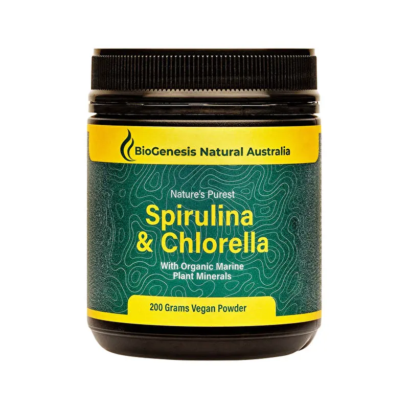 Biogenesis Natural Australia BioGenesis Natural Australia (Travel Friendly) Nature's Purest Spirulina & Chlorella with Organic Marine Plant Minerals Powder 200g