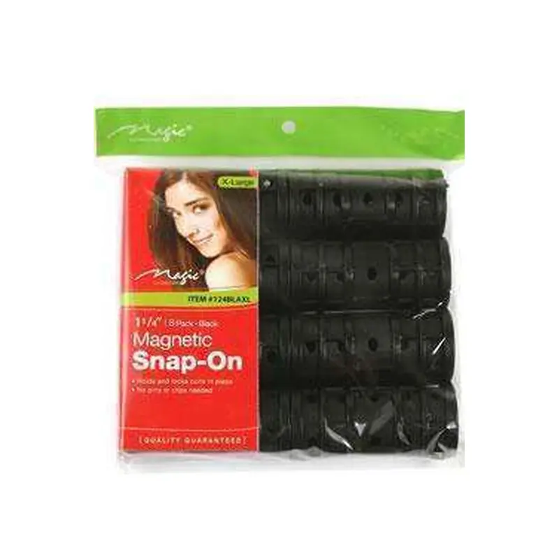 Magic Collection Extra Large Snap On Magnetic Rollers 1" Black