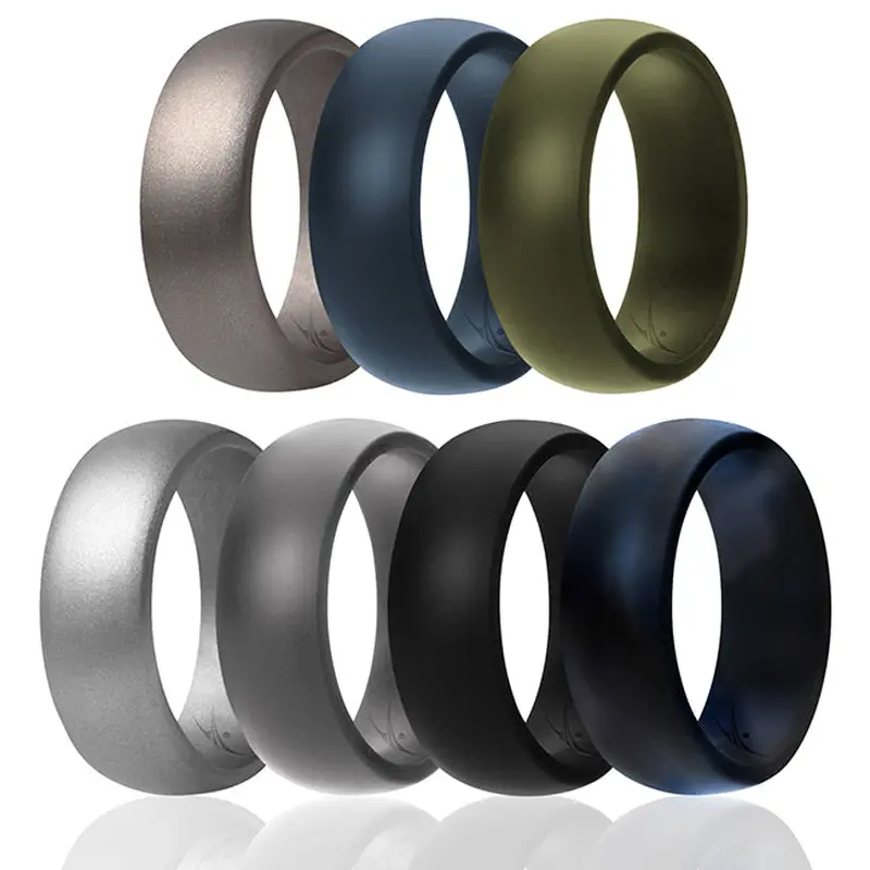 ROQ Silicone Wedding Ring Set - Metal-Camo by ROQ for Men - 7 x 13 mm Ring