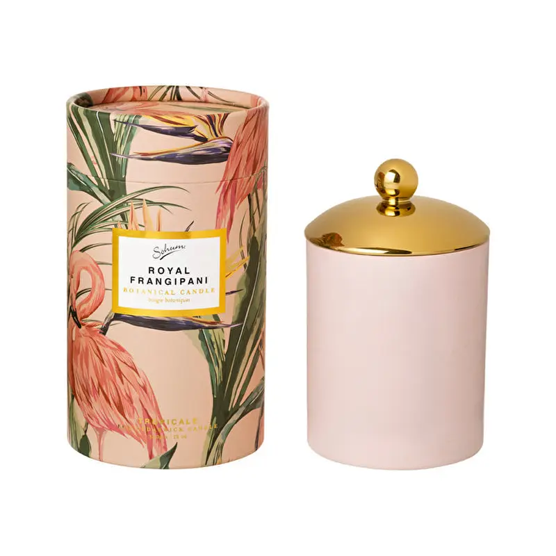 Sohum Tropicale Botanical Candle Eco Cedarwick Candle in Ceramic Jar Royal Frangipani 340g