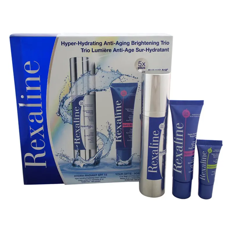 Rexaline Hyper-Hydrating Anti-Aging Brightening 5x Plus Trio by Rexaline for Unisex - 3 Pc Kit 1.69oz Hidra-Radiant SPF 15, 1oz Hidra-Shock Masque, 0.17oz Hidra-EyeZone