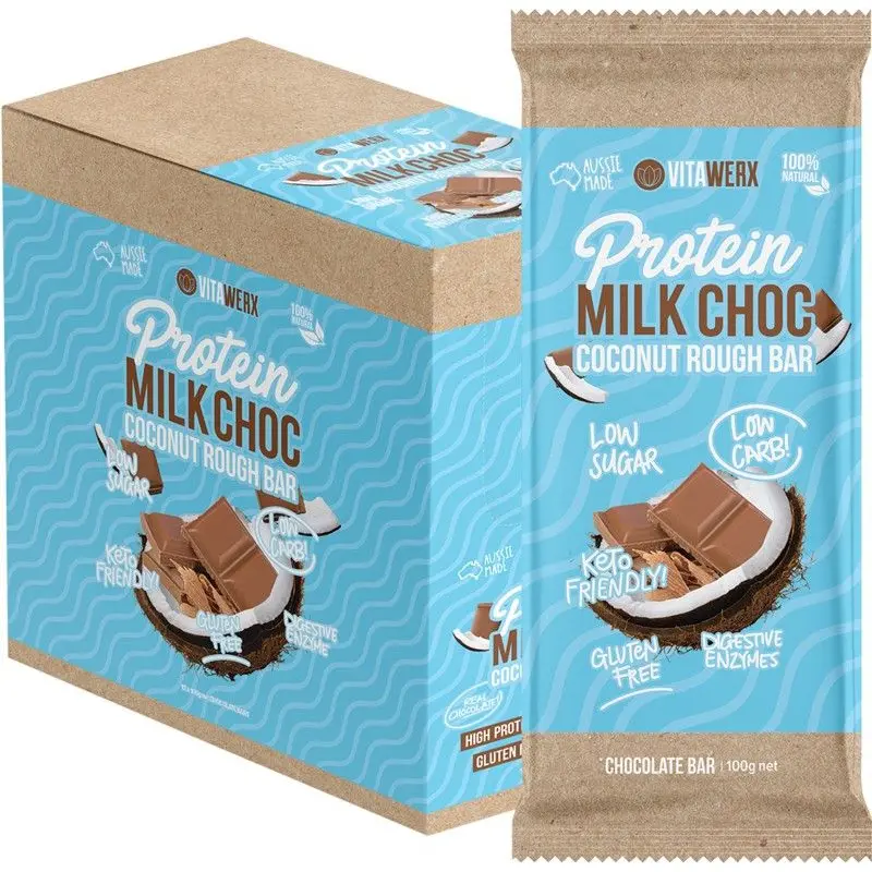VITAWERX Protein Milk Chocolate Bar Coconut Rough 100g