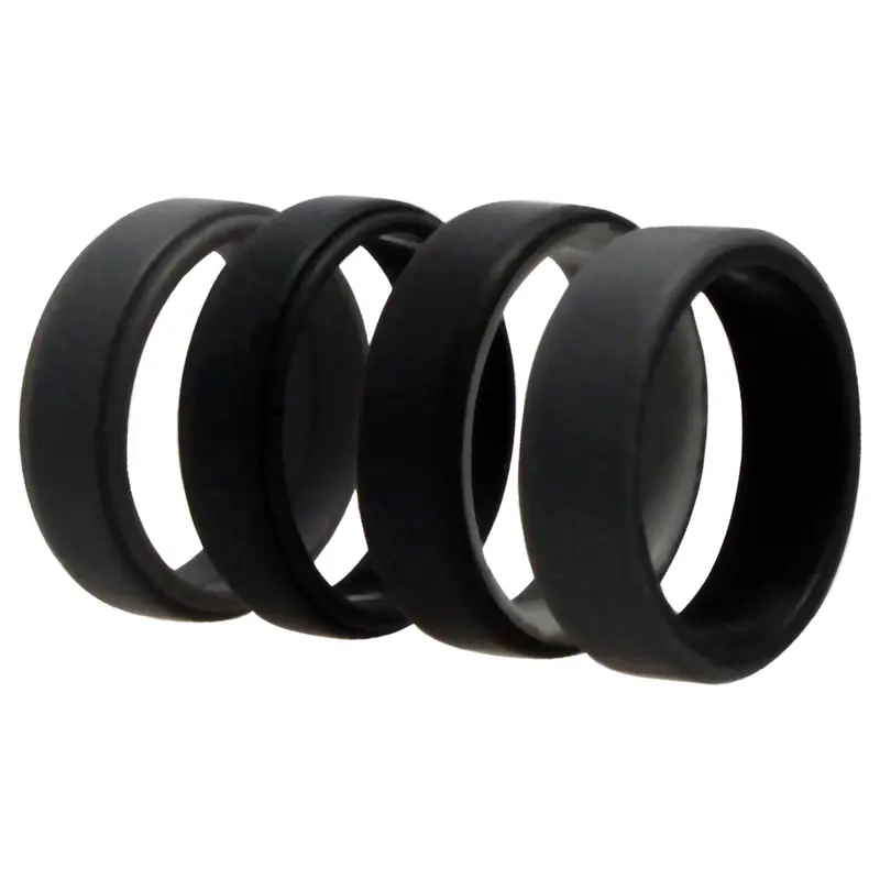 ROQ Silicone Wedding 2Layer Beveled 8mm Ring Set - Grey by ROQ for Men - 4 x 15 mm Ring