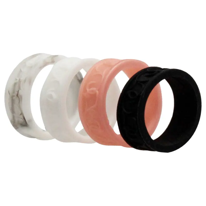 ROQ Silicone Wedding Flower Ring Set - Marble by ROQ for Women - 4 x 5 mm Ring