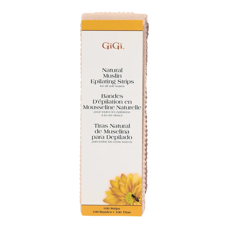 Gigi Natural Muslin Epilating Strips for All Soft Waxes- LARGE SIZE - 100 Count