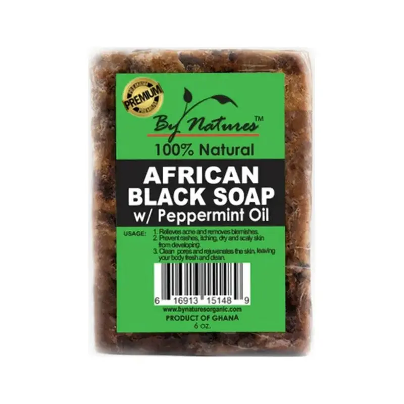 By Natures African Black Soap W/Peppermint Oil 6.5 oz