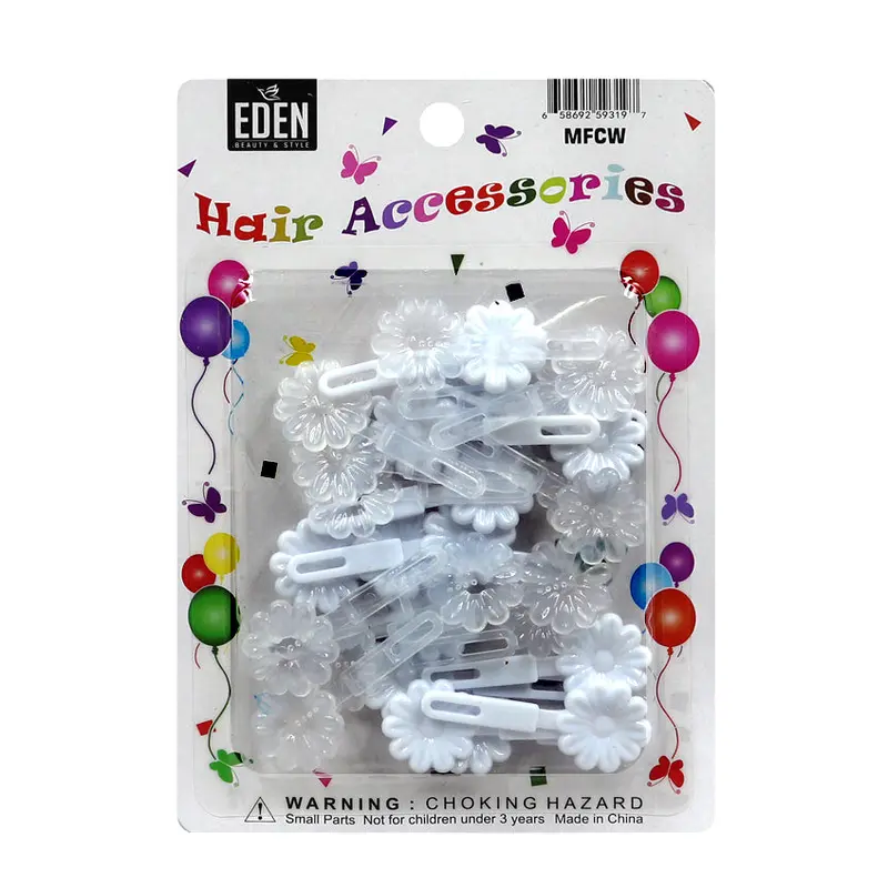 Eden Hair Barrettes - Mini Flower Clear & White #MFCW