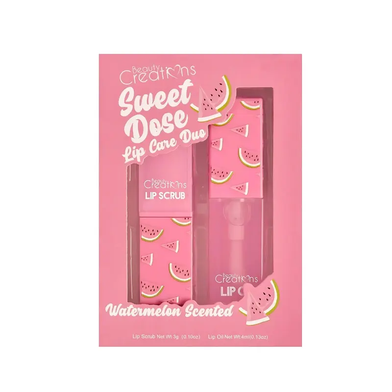 Beauty Creations Sweet Dose Duo Collection  Watermelon | Lip Scrub & Gloss Set | Exfoliate, Hydrate & Shine
