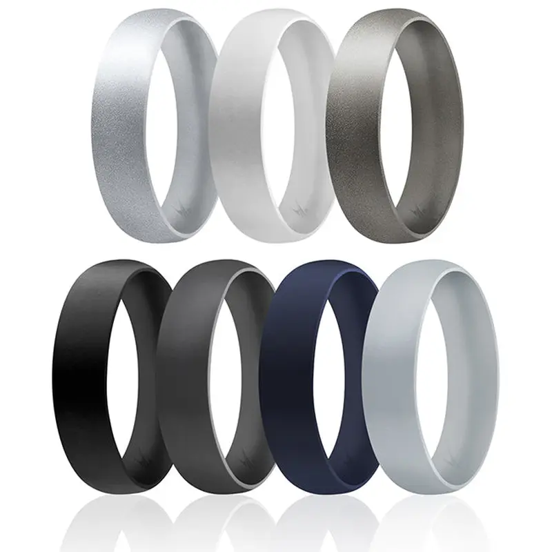 ROQ Silicone Wedding 6mm Smooth Solid Ring Set by ROQ for Men - 7 x 11 mm Ring