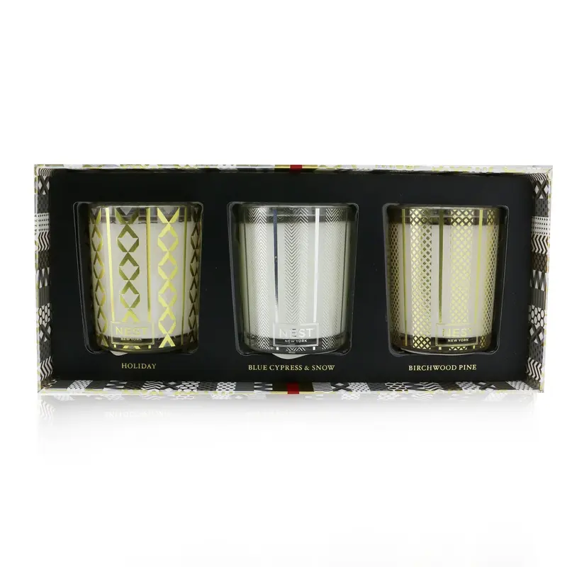 Nest Festive Votive Trio Candles Coffret: Holiday, Birchwood Pine, Blue Cypress & Snow  3x57g/2oz