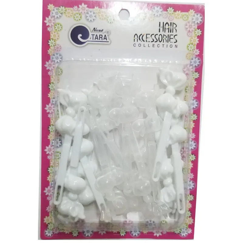Tara Hair Barrettes - Ribbons White & Clear #ZQ9034