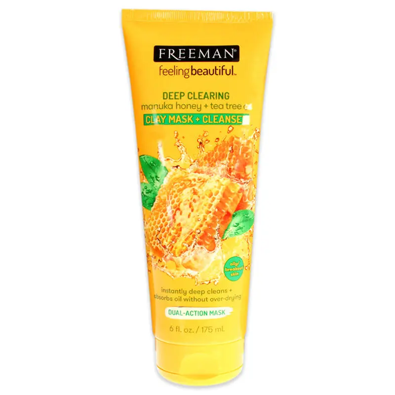 Freeman Feeling Beautiful Clay Mask Cleanser Deep Clearing Manuka Honey Plus Tea Tree Oil by Freeman for Unisex - 6 oz Mask