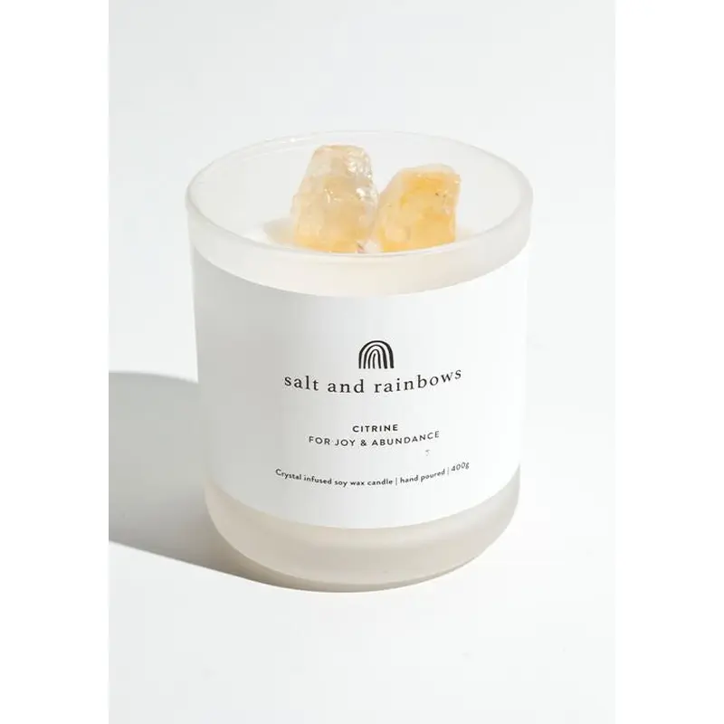 Salt and Rainbows Citrine Crystal Candle 400g