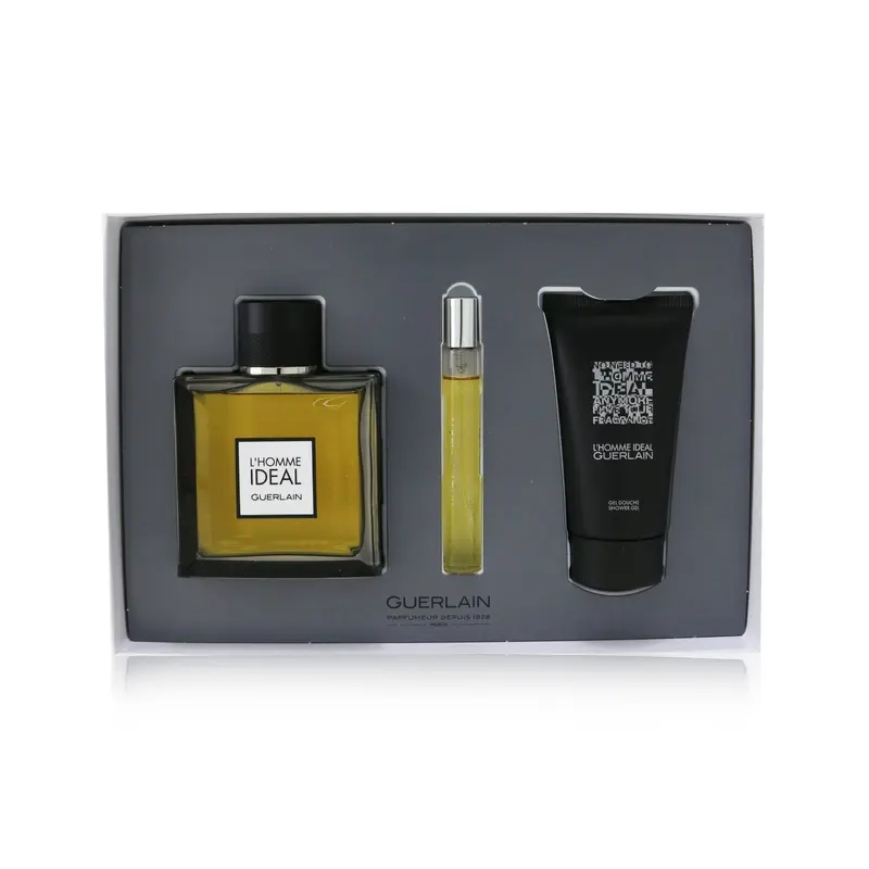 Guerlain L'Homme Ideal Coffret: Eau De Toilette Spray 100ml/3.3oz + Eau De Toilette Spray 10ml/0.3oz + Shower Gel 75ml/2.5oz  3pcs