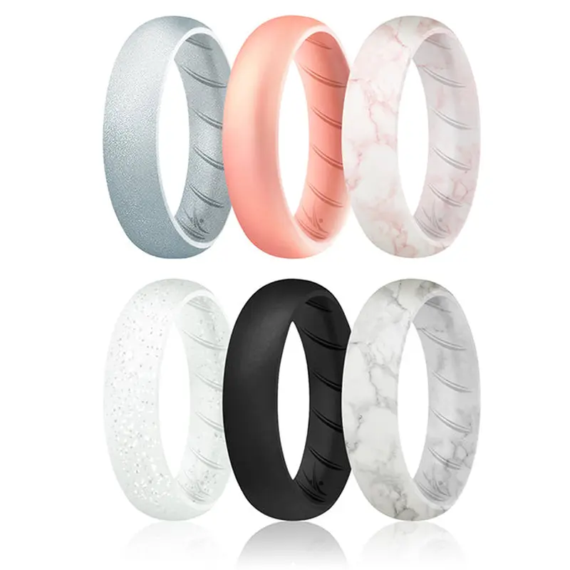 ROQ Silicone Wedding BR Solid Ring Set - Basic-Marble by ROQ for Women - 6 x 9 mm Ring