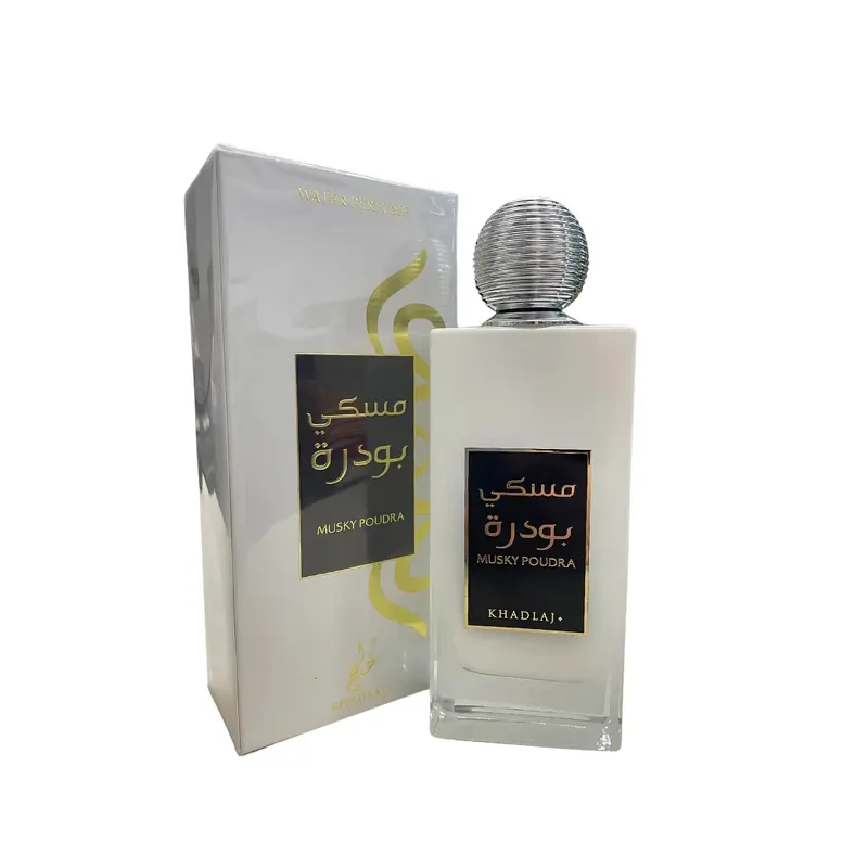 Khadlaj Musky Poudra Water Perfume  3.4 oz | Elegant Powdery Musk Alcohol-Free Scent