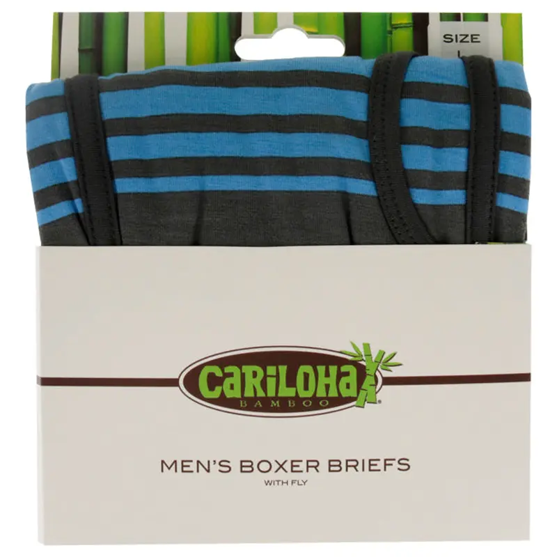 Cariloha Bamboo Boxer Briefs - Caribbean Blue Stripe by Cariloha for Men - 1 Pc Boxer (L)
