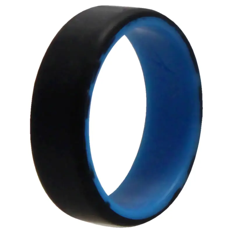 ROQ Silicone Wedding 2Layer Beveled 8mm Ring - Blue-Black by ROQ for Men - 14 mm Ring
