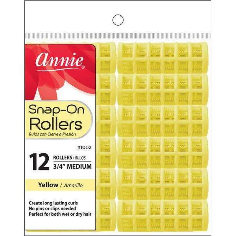 Annie #1002 Snap-On Rollers Size M 12 ct Yellow