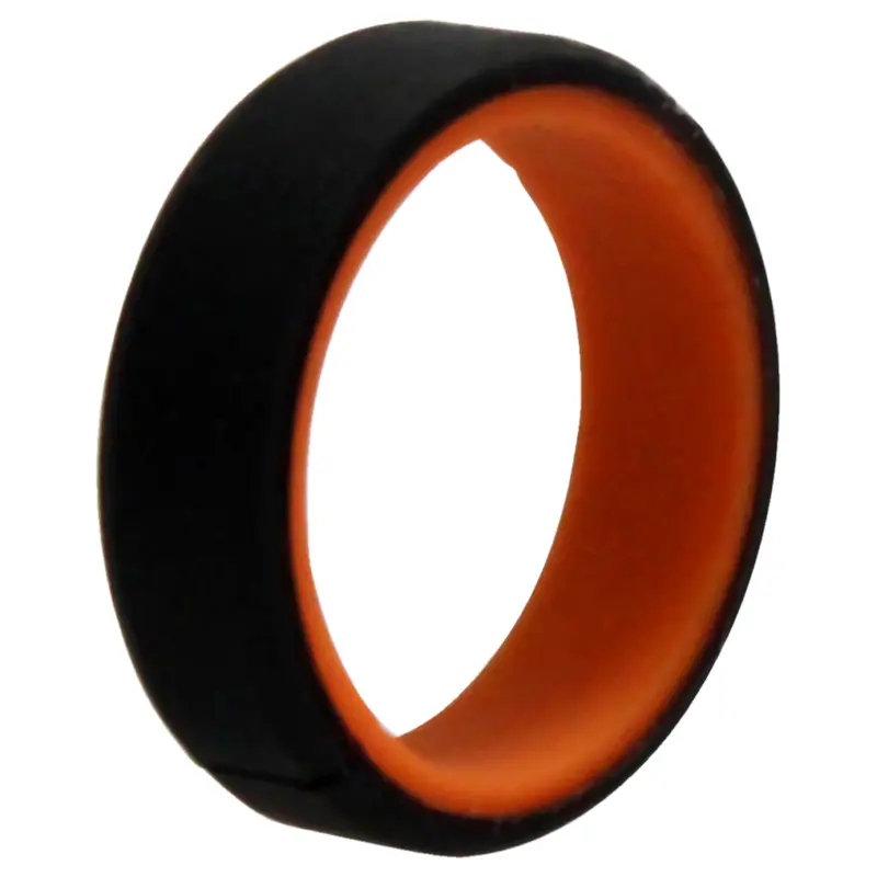 ROQ Silicone Wedding 6mm Brush 2Layer Ring - Orange-Black by ROQ for Men - 7 mm Ring