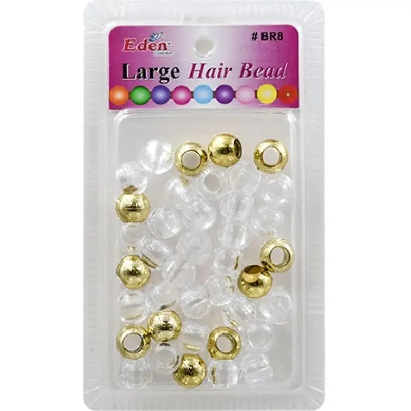 Eden Large Hair Beads - Clear & Gold #BR8MGC