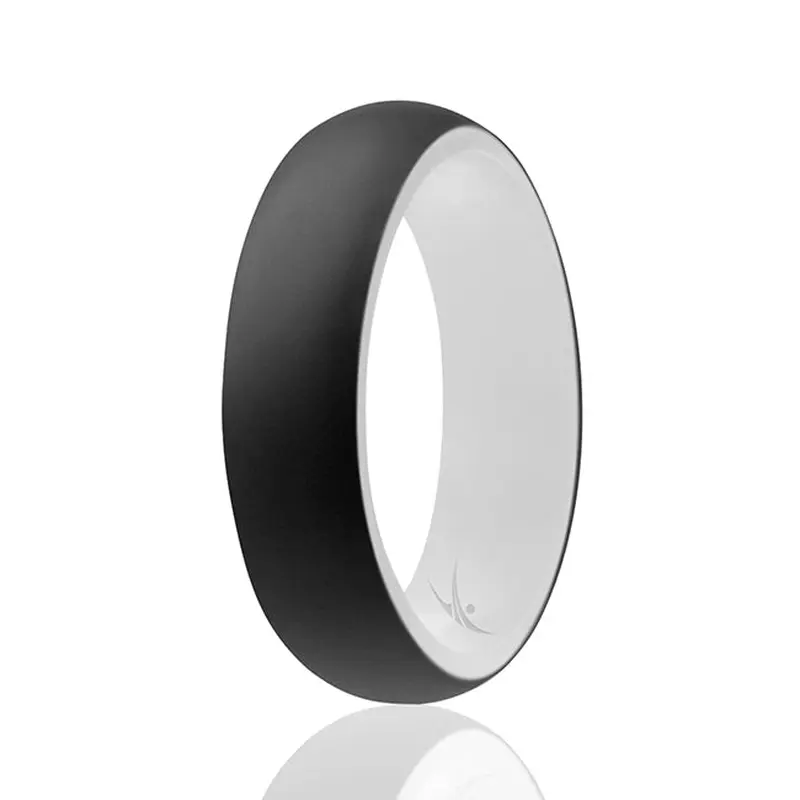 ROQ Silicone Wedding 2Layer Ring - White-Black by ROQ for Women - 4 x 10 mm Ring