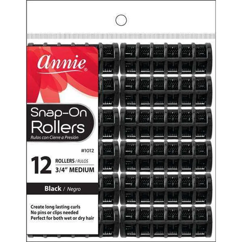 Annie Snap-On Rollers 3/4"Medium Black #1012