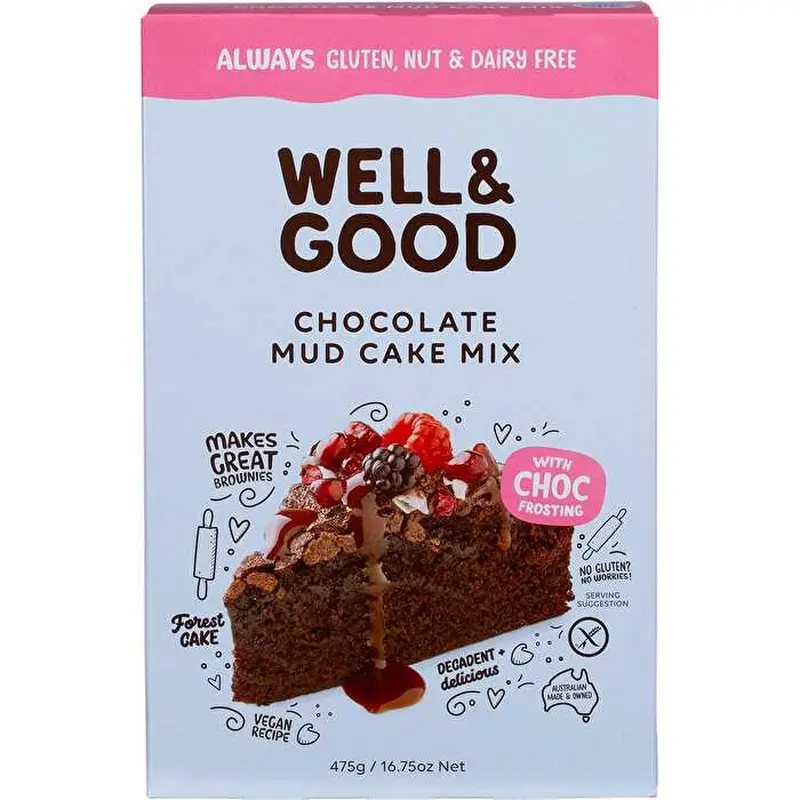 WELL & GOOD Chocolate Mud Cake Mix with Choc Frosting 475g