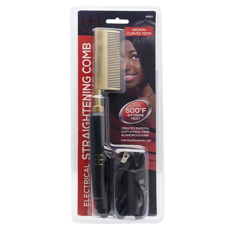 Hot & Hotter Electrical Straightening Comb Medium Curved Teeth #5531