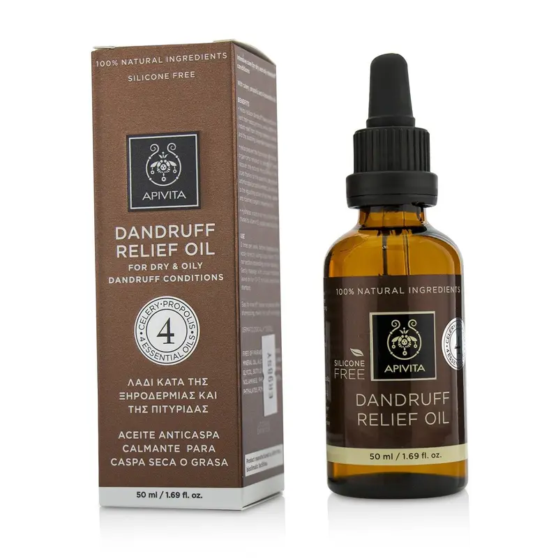 Apivita Dandruff Relief Oil with Celery, Propolis & 4 Essential Oils (For Dry & Oily Dandruff Conditions)  50ml/1.69oz