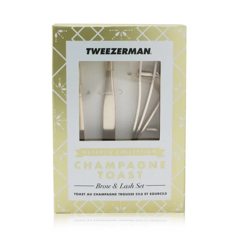 Tweezerman Champagne Toast Brow & Lash Set (Metallic Collection)  3pcs