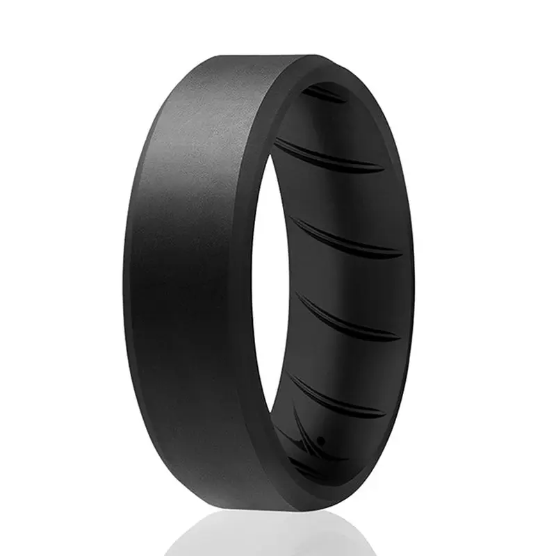 ROQ Silicone Wedding BR 8mm Edge Ring - Basic-Black by ROQ for Men - 11 mm Ring