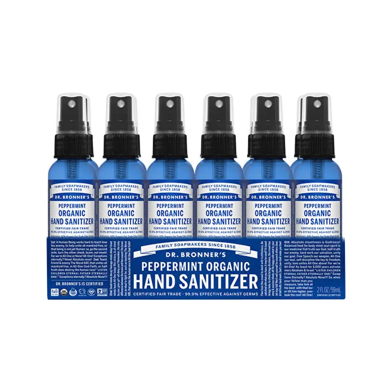 Dr. Bronner's Organic Hand Sanitizer Peppermint 59ml x 12 Pack