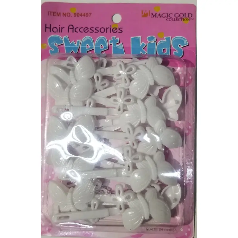 Sweet Kids Hair Barrettes - Butterflies White #5125W