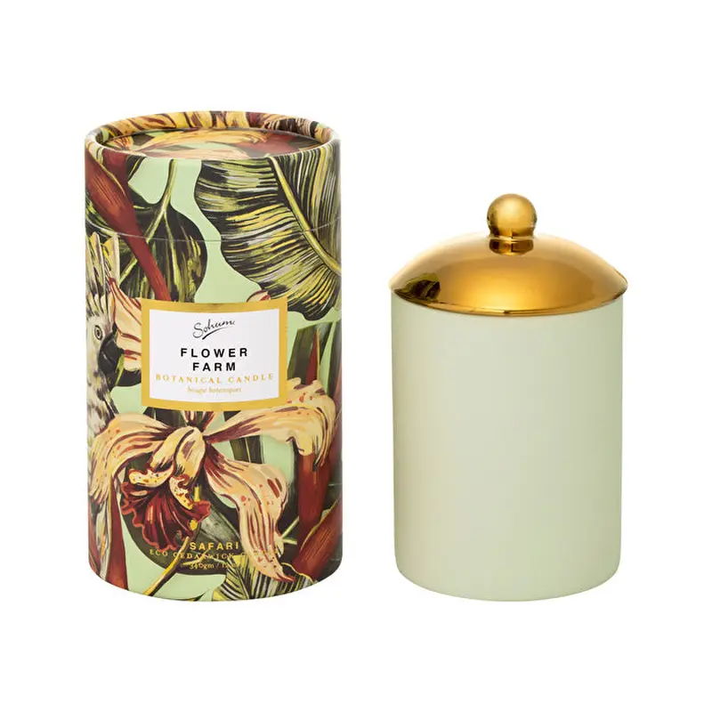 Sohum Safari Botanical Candle Eco Cedarwick Candle in Ceramic Jar Flower Farm 340g