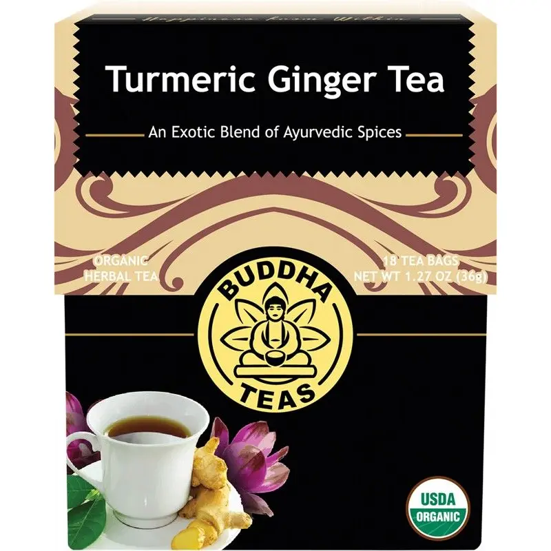 Buddha Teas Organic Herbal Tea Bags Turmeric Ginger Tea 18s
