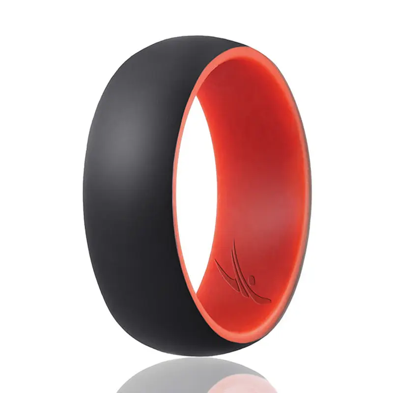 ROQ Silicone Wedding 2Layer Dome Ring - Red-Black by ROQ for Men - 13 mm Ring