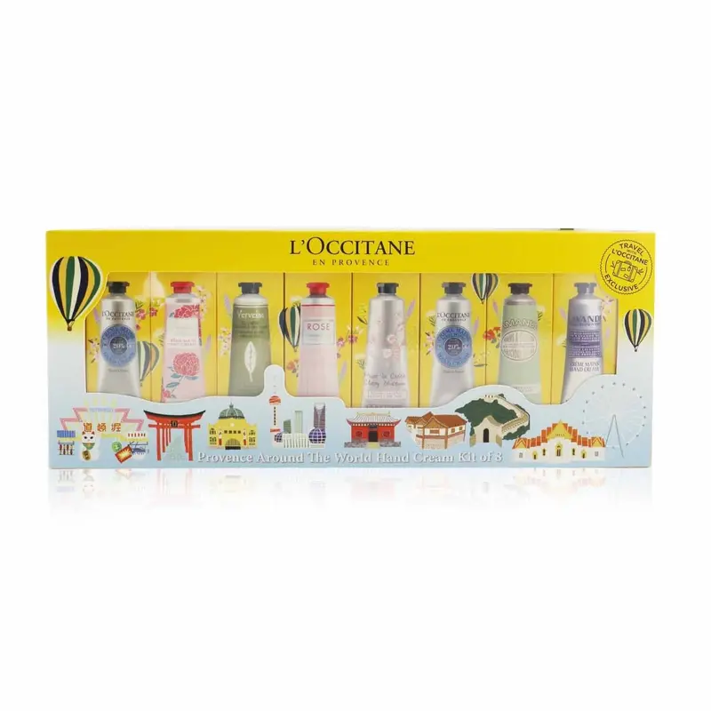 L'Occitane Provence Around The World Hand Cream Kit Of 8: (2xShea Butter + 1x Rose, Cherry Blossom, Lavender, Peony, Almond, Verbena) 30ml/1oz  8x30ml/1oz