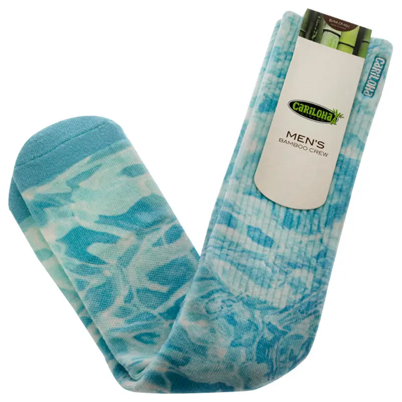 Cariloha Bamboo Printed Crew Socks - Pool Reflection Blue by Cariloha for Men - 1 Pair Socks (S/M)