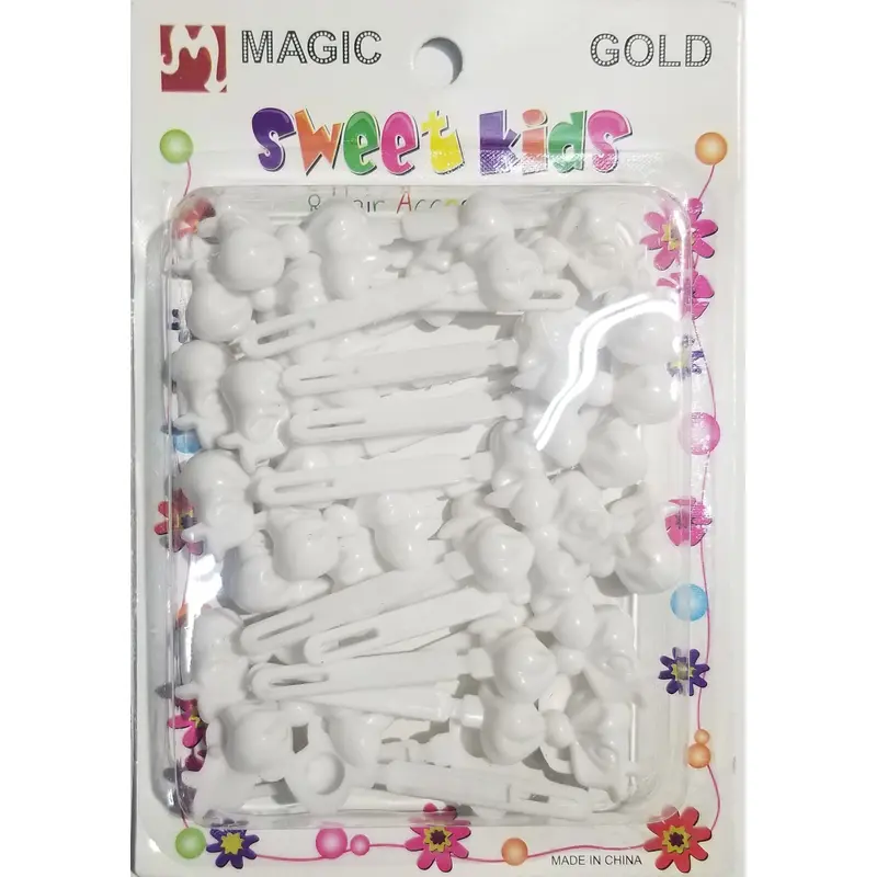 Sweet Kids Hair Barrettes - Bowknot White #5119W