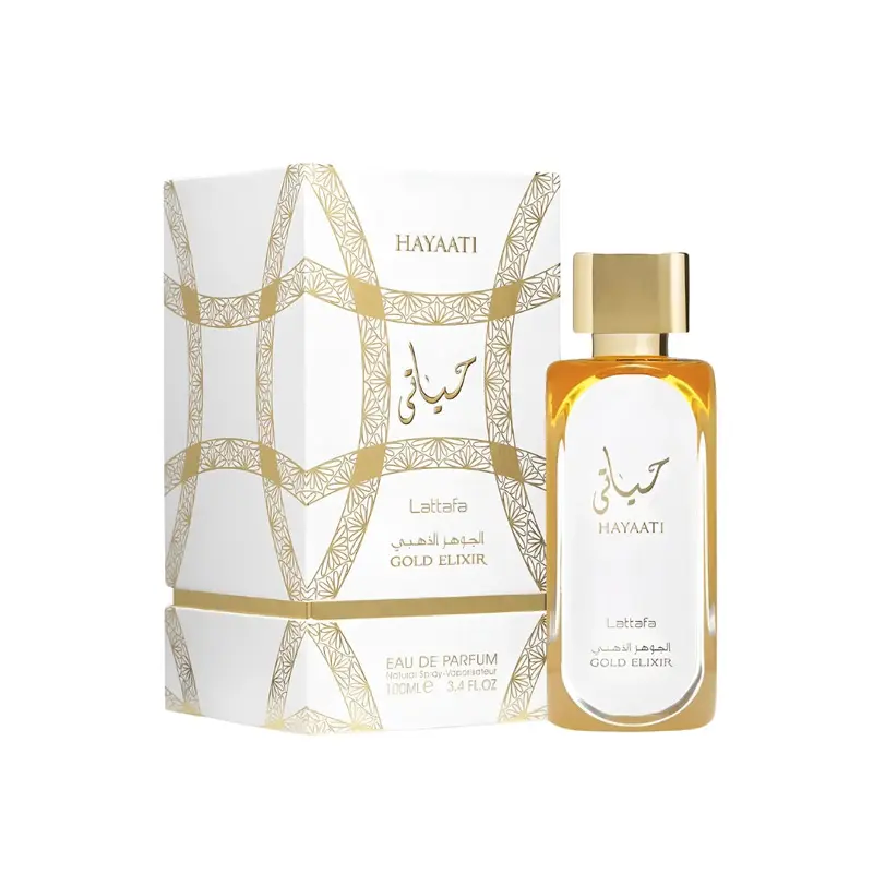 Lattafa Hayaati Gold Elixir Eau de Parfum Spray  3.4 oz | Bold, Oriental Woody Scent
