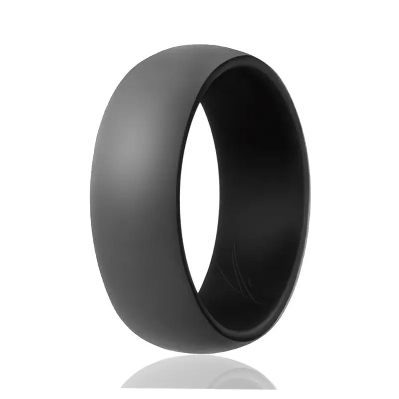 ROQ Silicone Ring - Duo Collection Dome Style - Black-Grey by ROQ for Men - 16 mm Ring