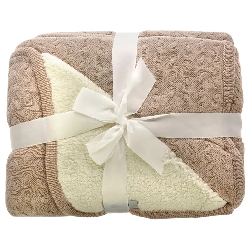 Cariloha Sherpa Bamboo Knit Throw - Stone by Cariloha for Unisex - 1 Pc Blanket