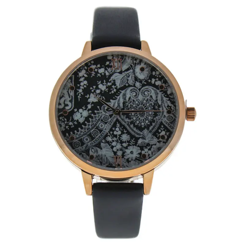 Charlotte Raffaelli CRR003 La Romance - Rose Gold/Black Leather Strap Watch by Charlotte Raffaelli for Women - 1 Pc Watch