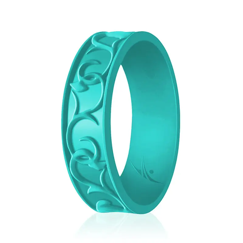 ROQ Silicone Wedding Flower Ring - Turquoise by ROQ for Women - 8 mm Ring