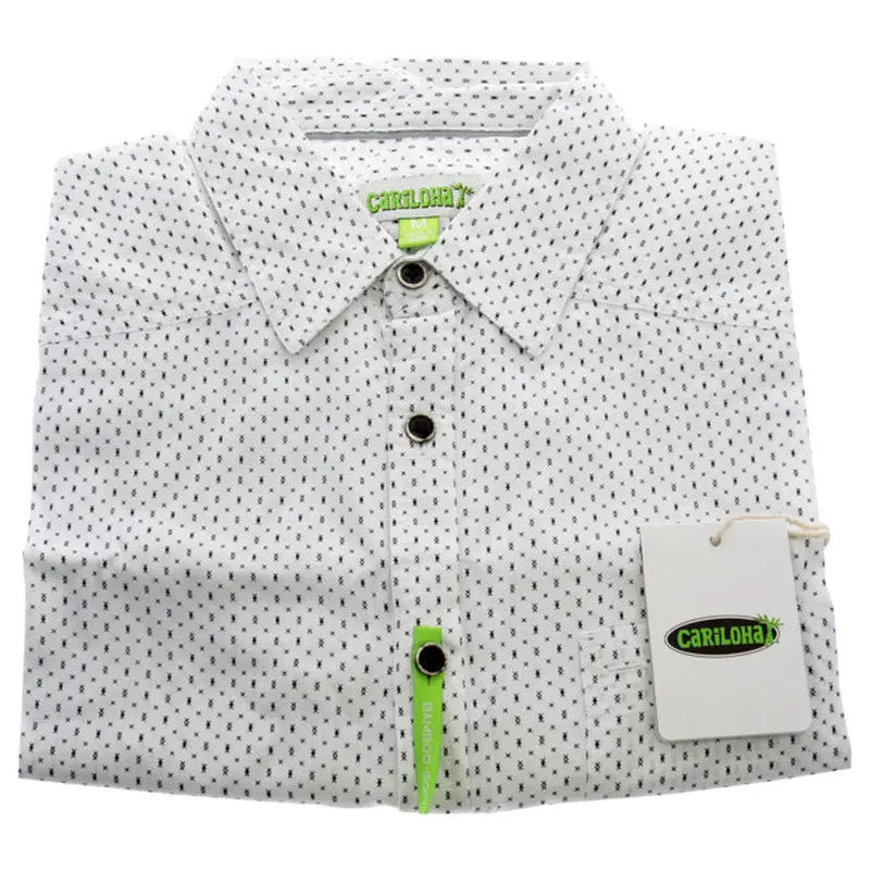 Cariloha Bamboo Woven Button-Up - Navy-White Geometric by Cariloha for Men - 1 Pc T-Shirt (M)