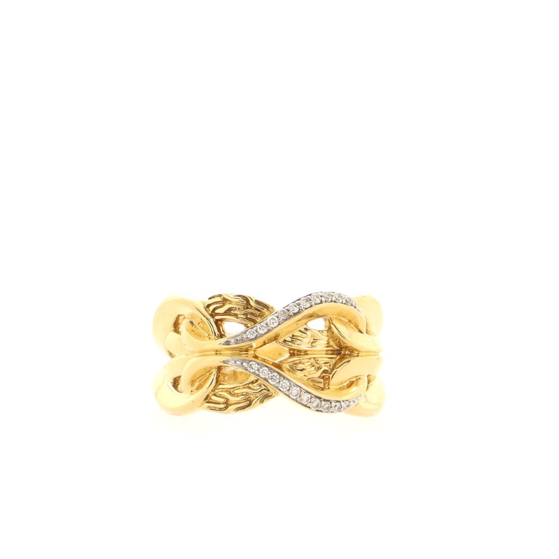 Asli Classic Chain Link Ring 18K Yellow Gold with Diamonds