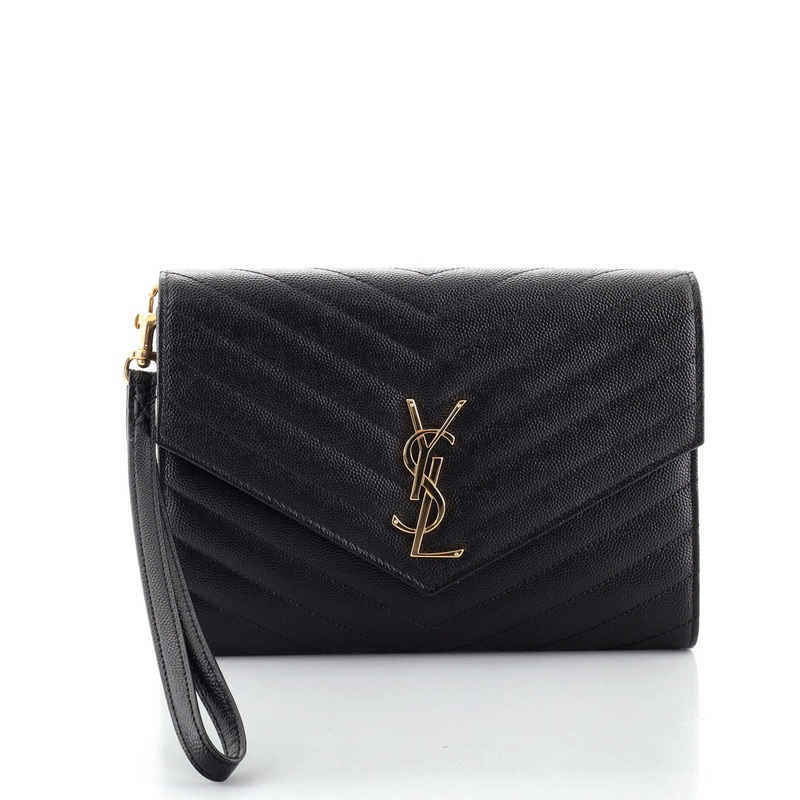 Classic Monogram Flap Wristlet Clutch Matelasse Chevron Leather S744816588307