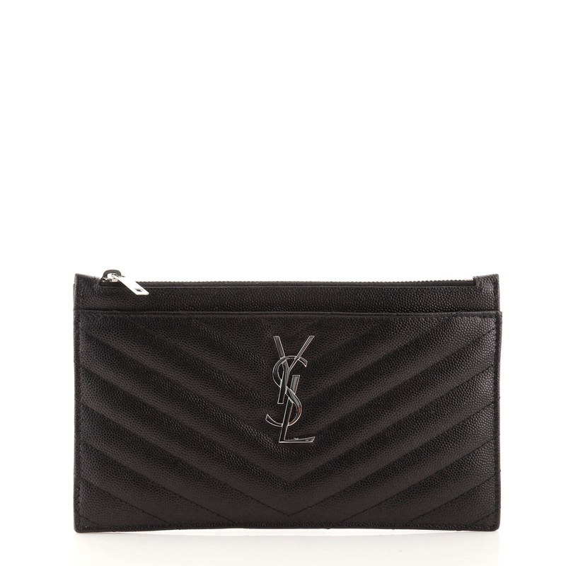 Classic Monogram Zip Bill Pouch Matelasse Chevron Leather Medium S744816617101